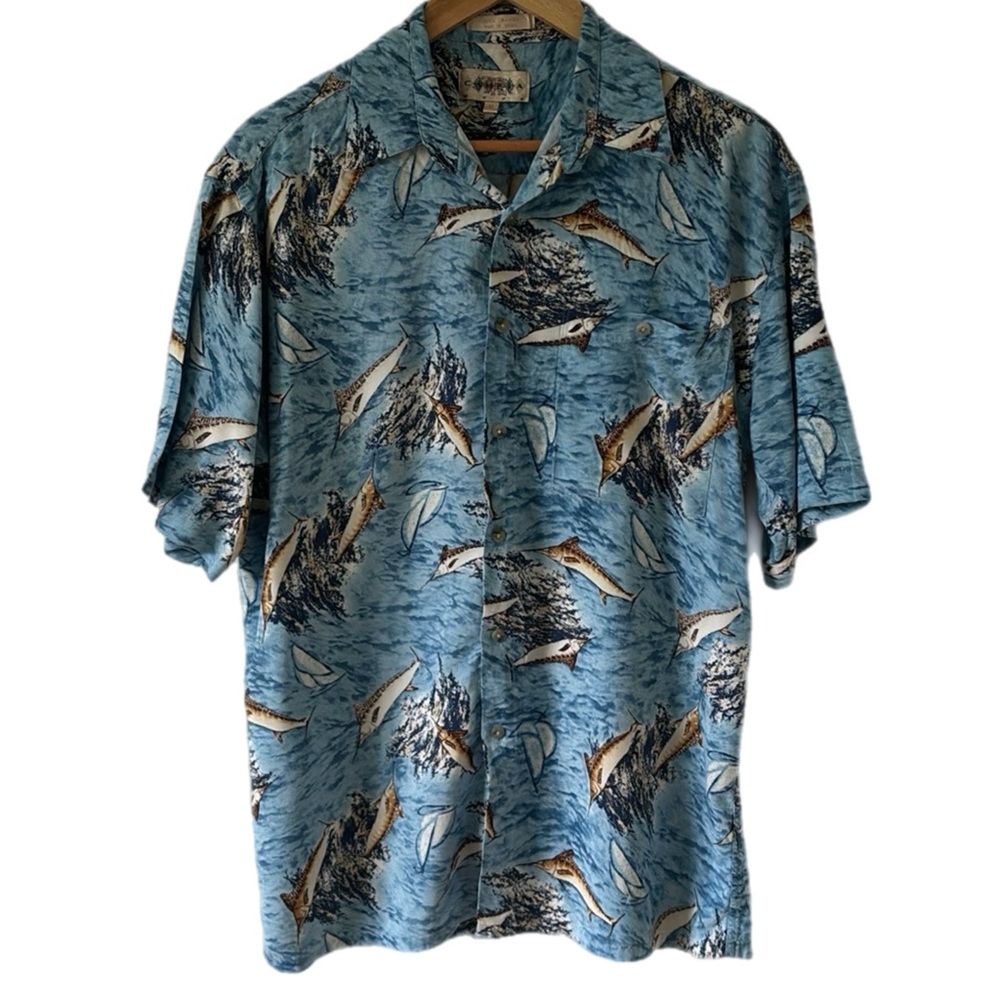 Vintage Campia Tropical Marlin Fisherman Button Front Shirt